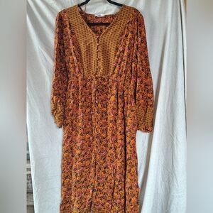 Knox Rose Long Sleeve Dress in Orange and Pink Floral